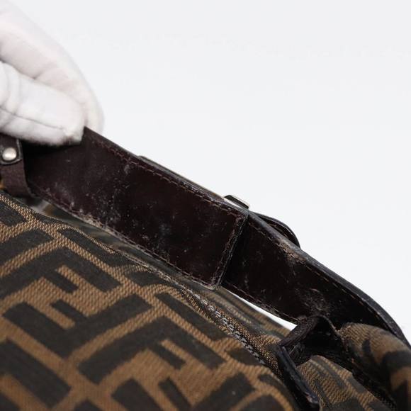 FENDI Zucca Canvas Vanity Pouch Brown Black Silver Auth 87877 - Picture 8 of 16